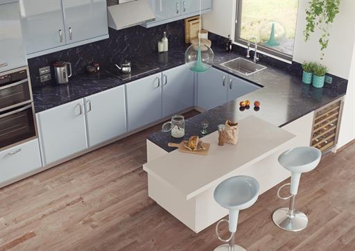 High Gloss Denim with Milano Doors