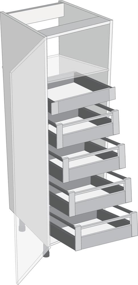 Antaro Metallic Grey 500mm Tall Cabinet Pack, 1 Cutlery &amp; 4 Pan Drawers
