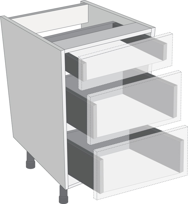 Legrabox Orion Grey 1000mm Cabinet Pack, 1 Cutlery &amp; 2 Pan Drawers