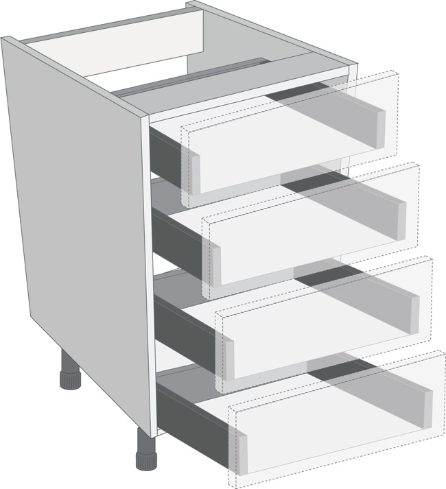 Legrabox Orion Grey 600mm Cabinet Pack, 4 Cutlery Drawers
