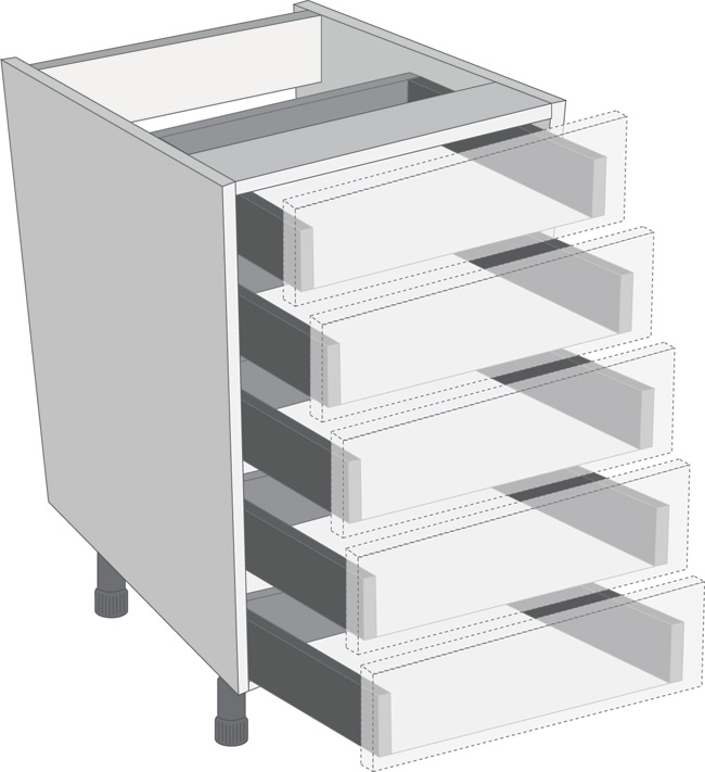 Legrabox Orion Grey 300mm Cabinet Pack, 5 Cutlery Drawers