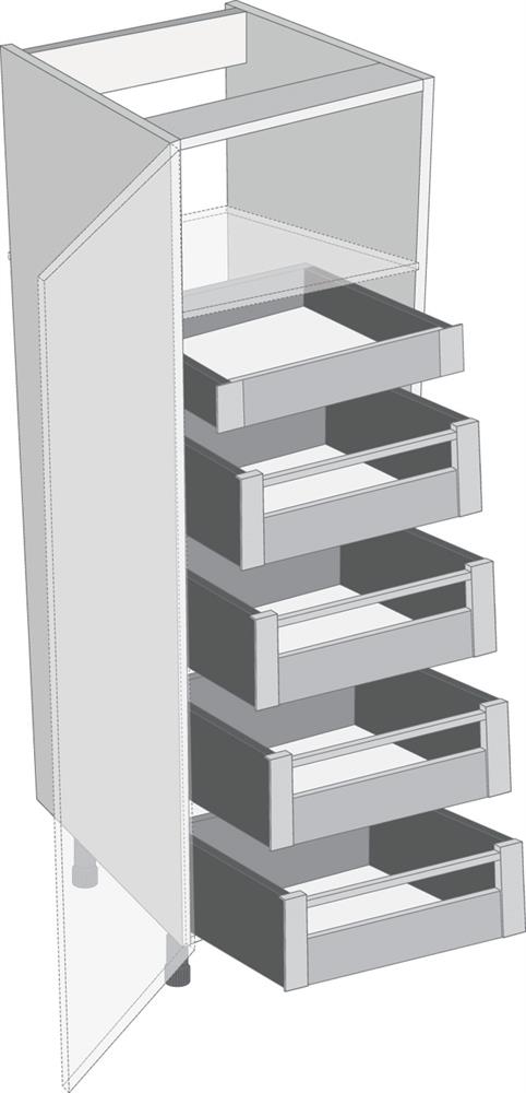 Legrabox Orion Grey 400mm Tall Cabinet Pack, 1 Cutlery &amp; 4 Pan Drawers