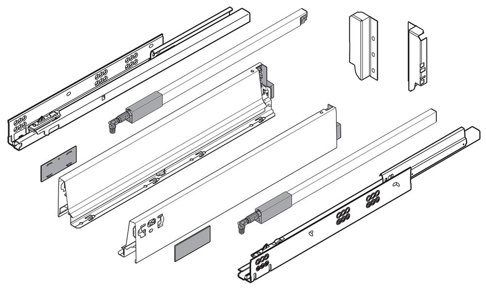 Blum Antaro Tandembox B-Height (350mm) | Gallery Rail | Metallic Grey | 30kg