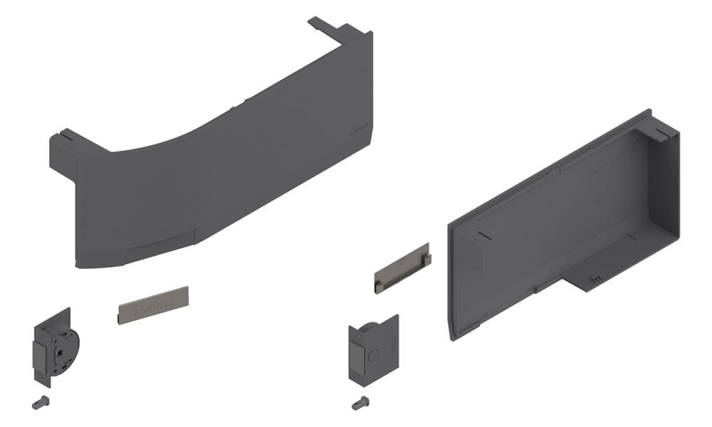 Blum Aventos HK top stay lift &amp; cover cap set for Servo Drive. Dark Grey L&amp;R
