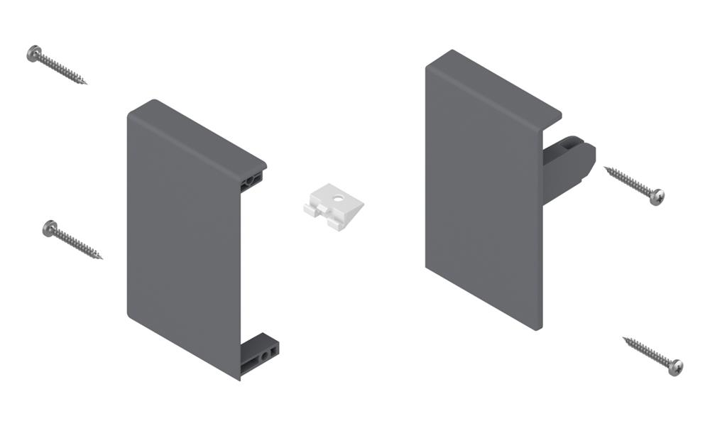 Blum Antaro front fixing brackets for M height inner drawer front grey L&amp;R