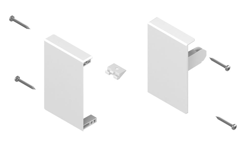 Blum Antaro front fixing brackets for M height inner drawer front silk white L&amp;R