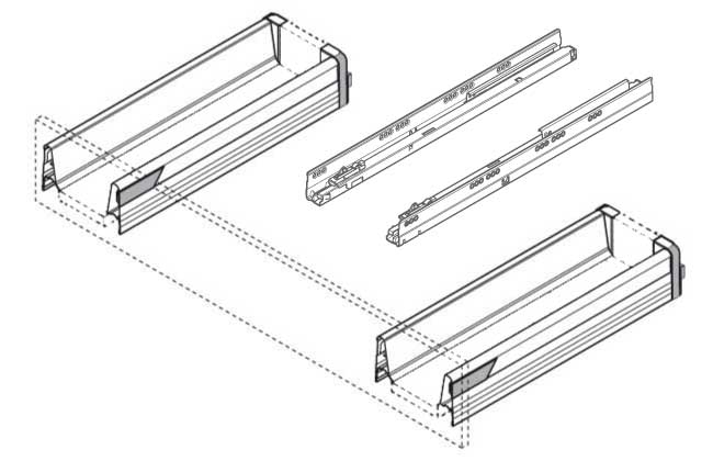 Blum Antaro / Intivo Tandembox Sink Drawer M-Height (450mm) | Metallic Grey