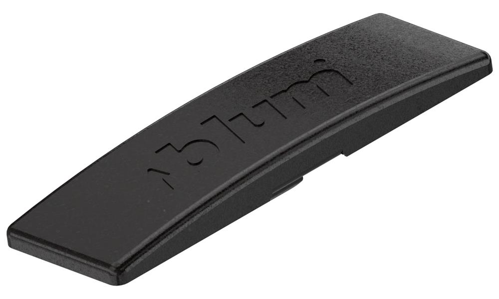 Blum curved 'Blum' cover cap in Onyx Black