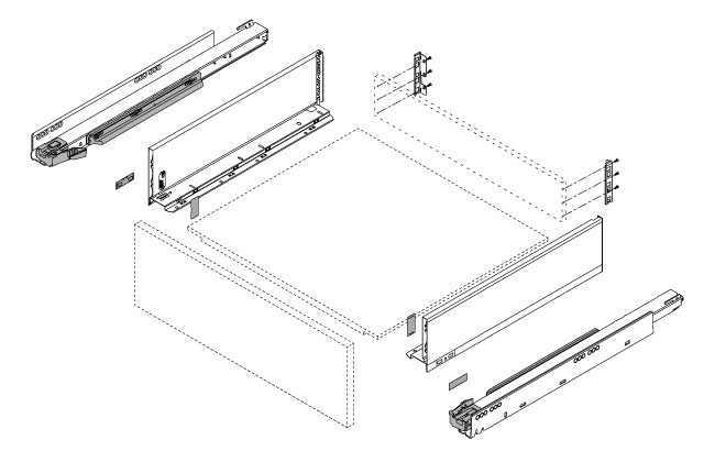 Blum Legrabox with Blumotion K height 450mm carbon black (70kg)