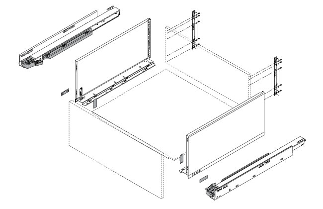 Blum Legrabox with Blumotion F height 400mm carbon black (40kg)