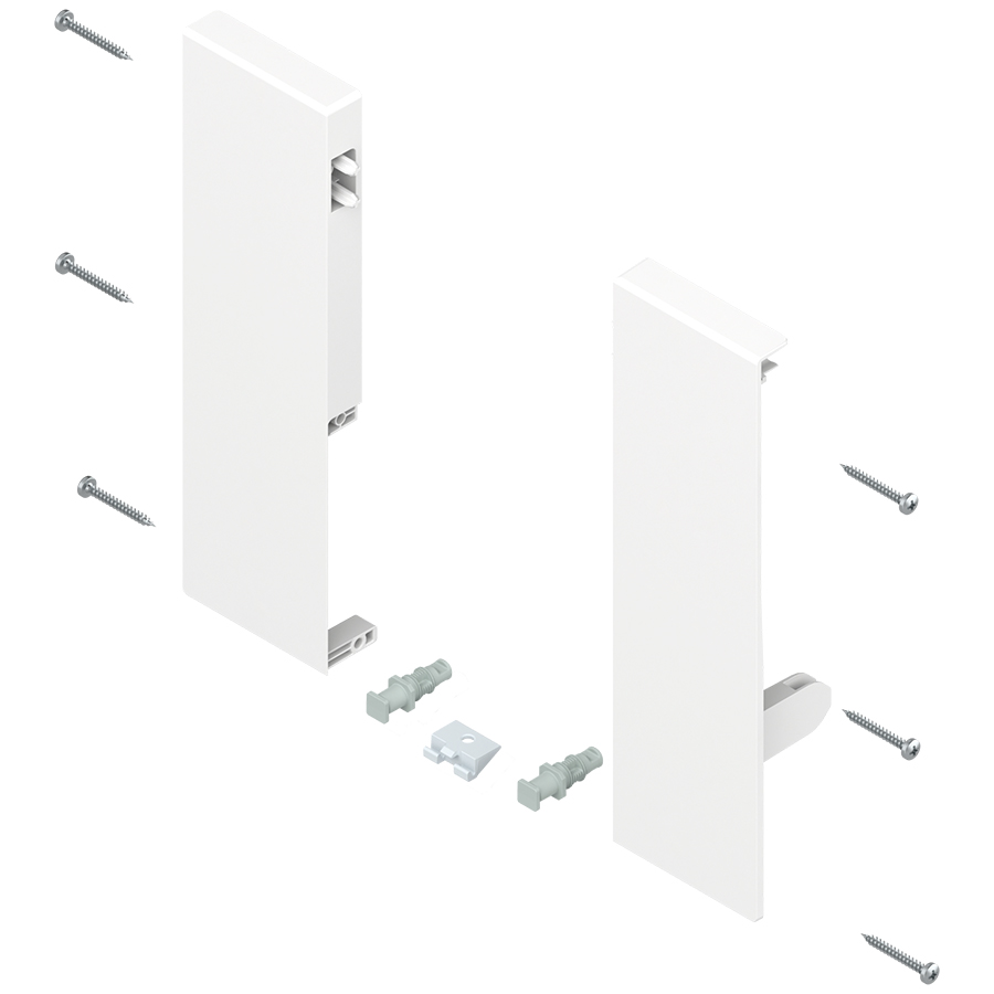 Blum Antaro front fixing brackets for D height inner drawer front silk white L&amp;R
