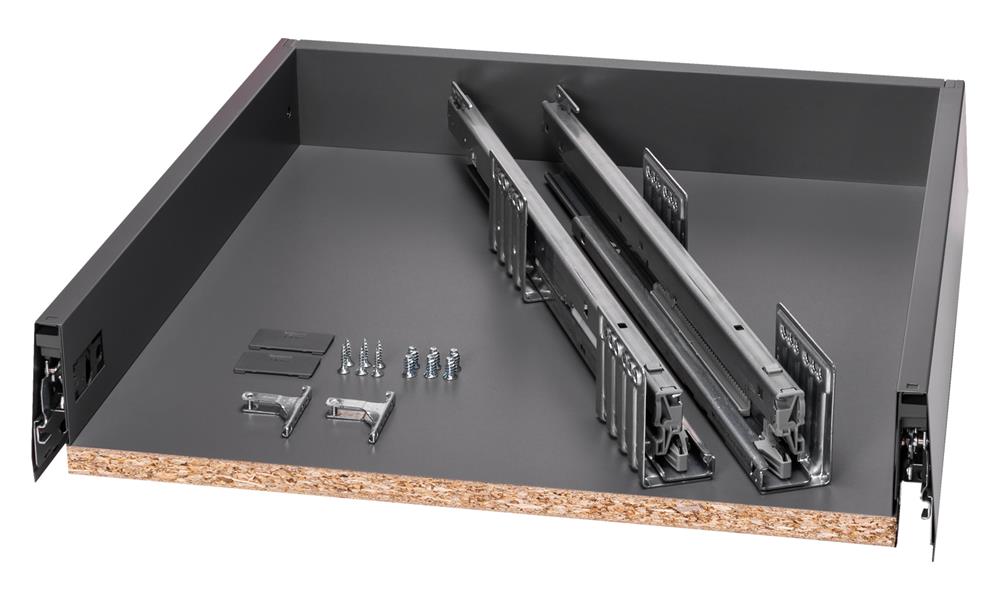 Blum Pre-assembled Merivobox Orion Grey 500mm cabinet 83mm height (40Kg)
