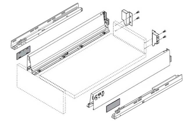 Blum Antaro Tandembox K-Height (350mm) | Metallic Grey | 30kg
