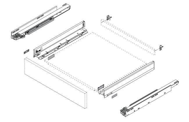 Blum Legrabox with Blumotion N height 450mm stainless steel (40kg)