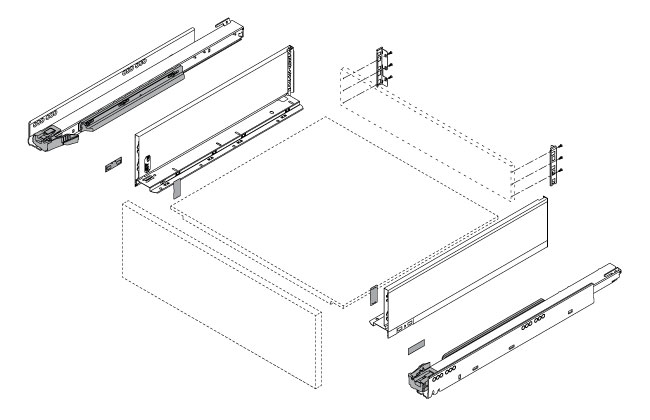 Blum Legrabox with Blumotion K height 450mm orion grey (70kg)
