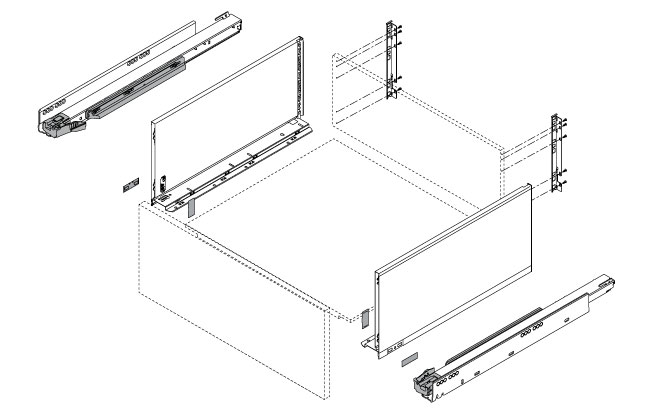 Blum Legrabox with Blumotion F height 450mm stainless steel (40kg)